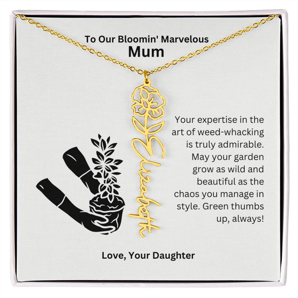 Mum - Garden Grow As Wild Flower Name Necklace