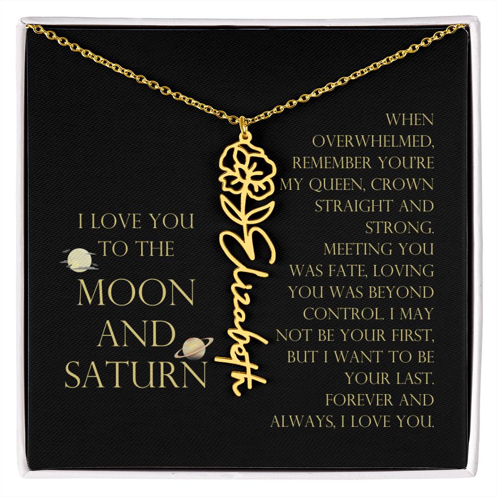 Love You To Moon and Saturn - Be Your Last Flower Name Necklace