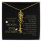 Love You To Moon and Saturn - Words Falter, My Heart Speaks Volume Flower Name Necklace