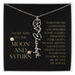 Love You To Moon and Saturn - Connection Remains Eternally Strong and True Flower Name Necklace