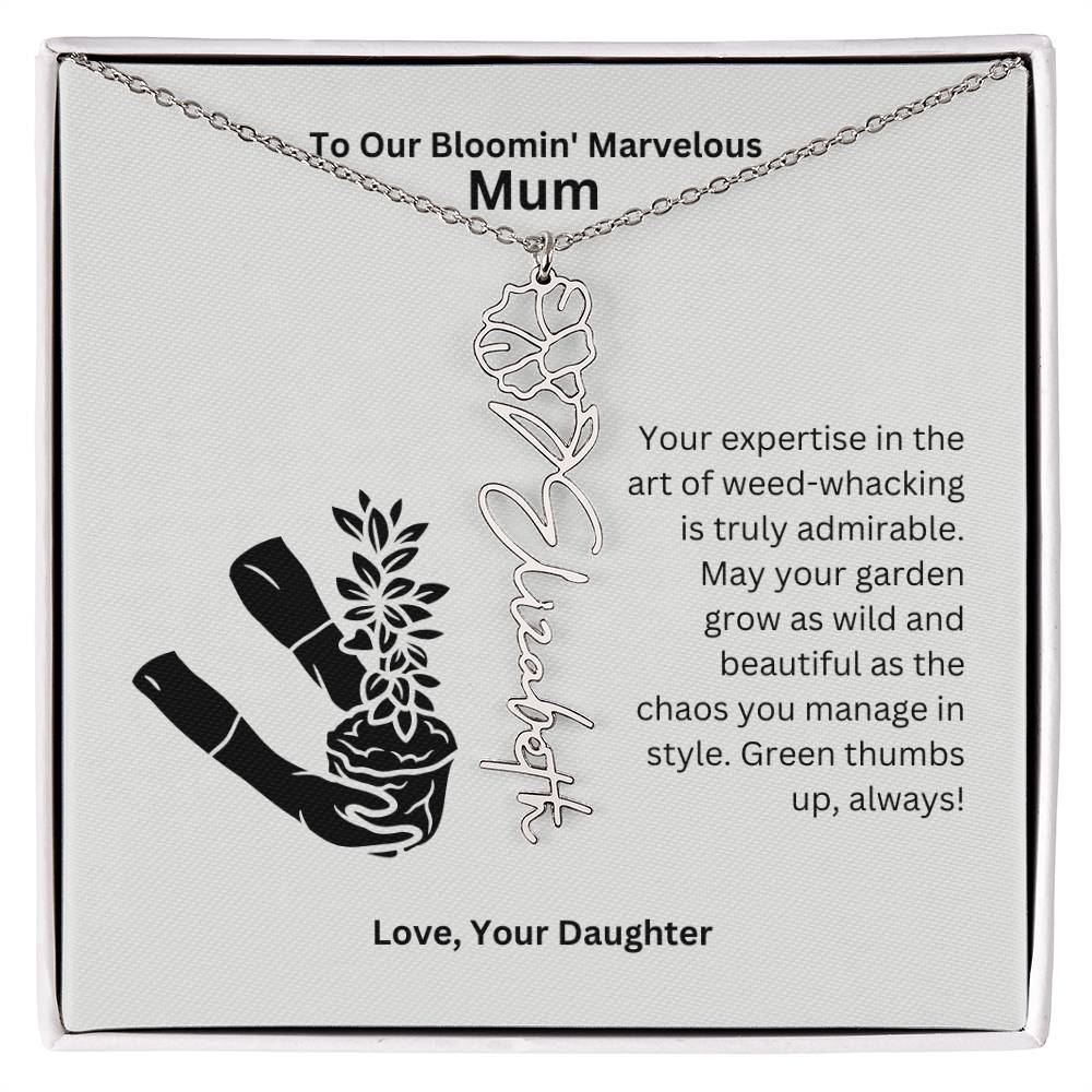 Mum - Garden Grow As Wild Flower Name Necklace