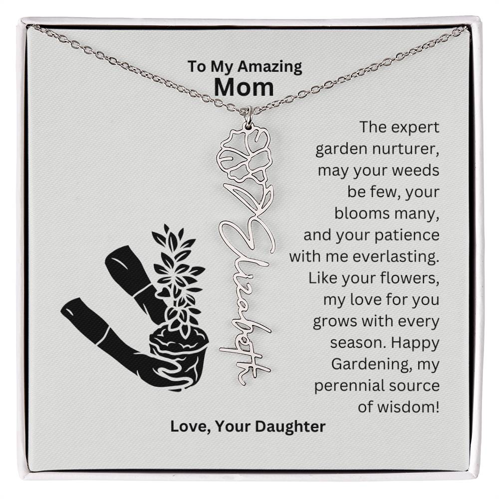 Mom - My love For You Grows With Every Season Flower Name Necklace