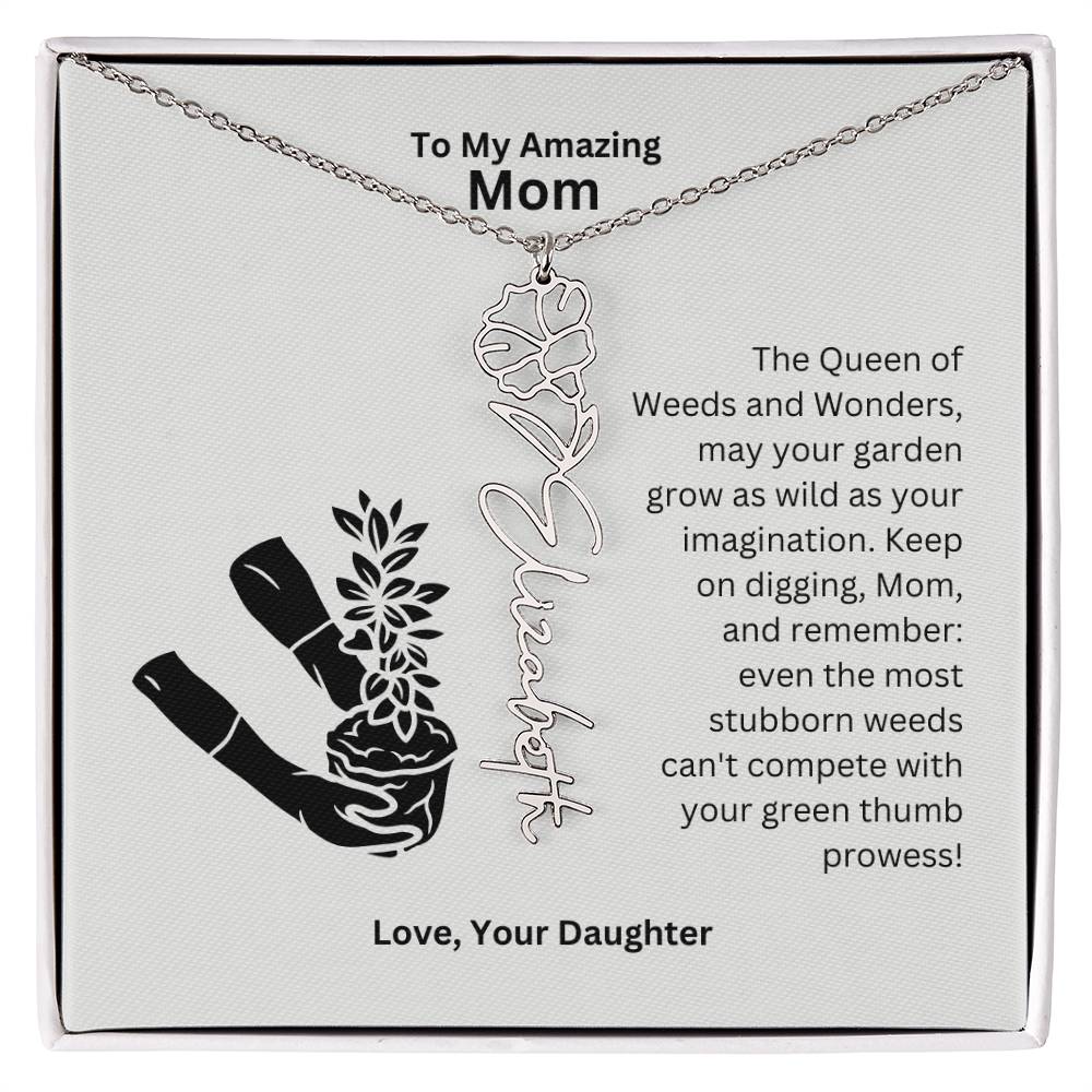 Mom - Garden Grows As Wild As Your Imagination Flower Name Necklace