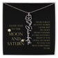 Love You To Moon and Saturn - Words Falter, My Heart Speaks Volume Flower Name Necklace