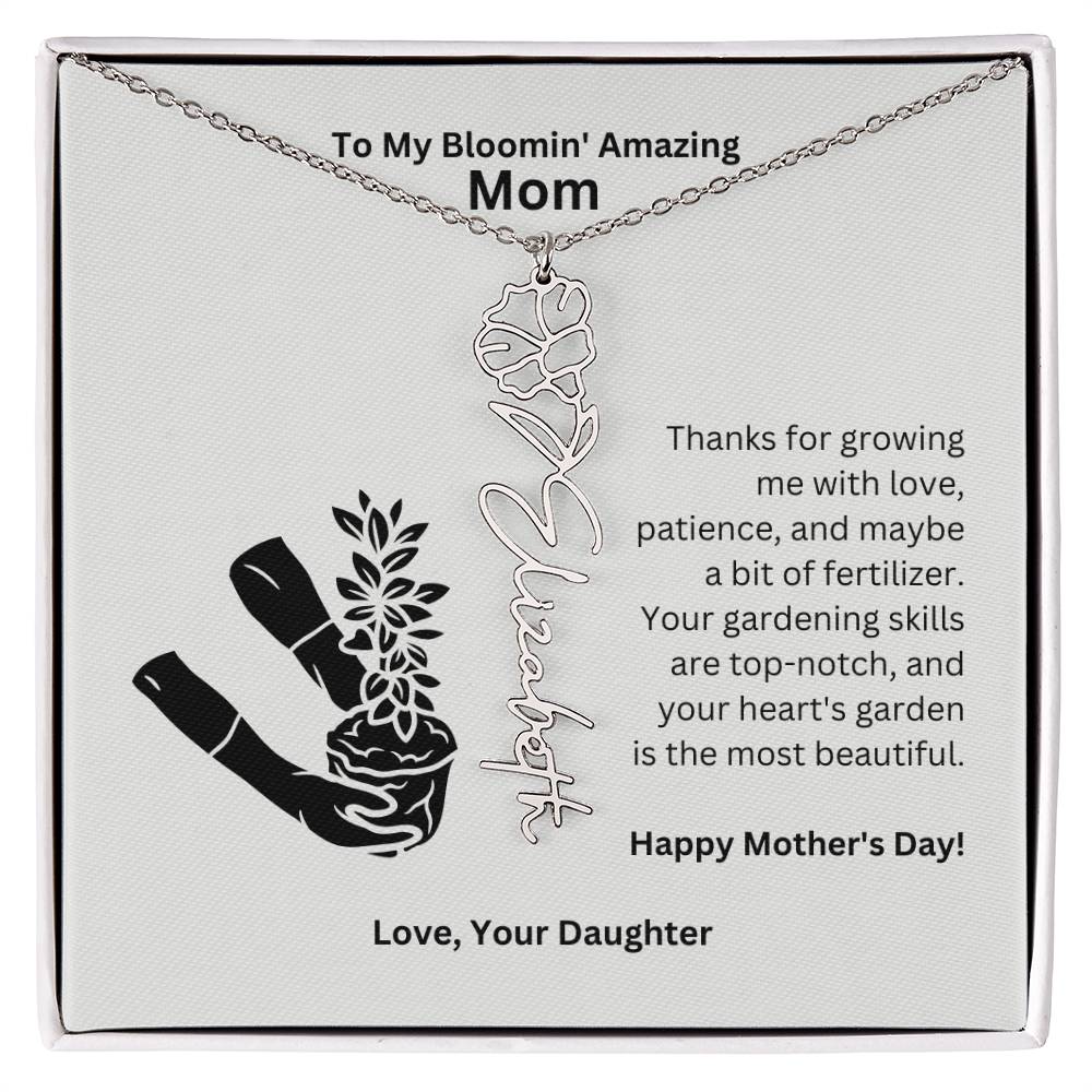 Mom - Growing Me With Love Flower Name Necklace