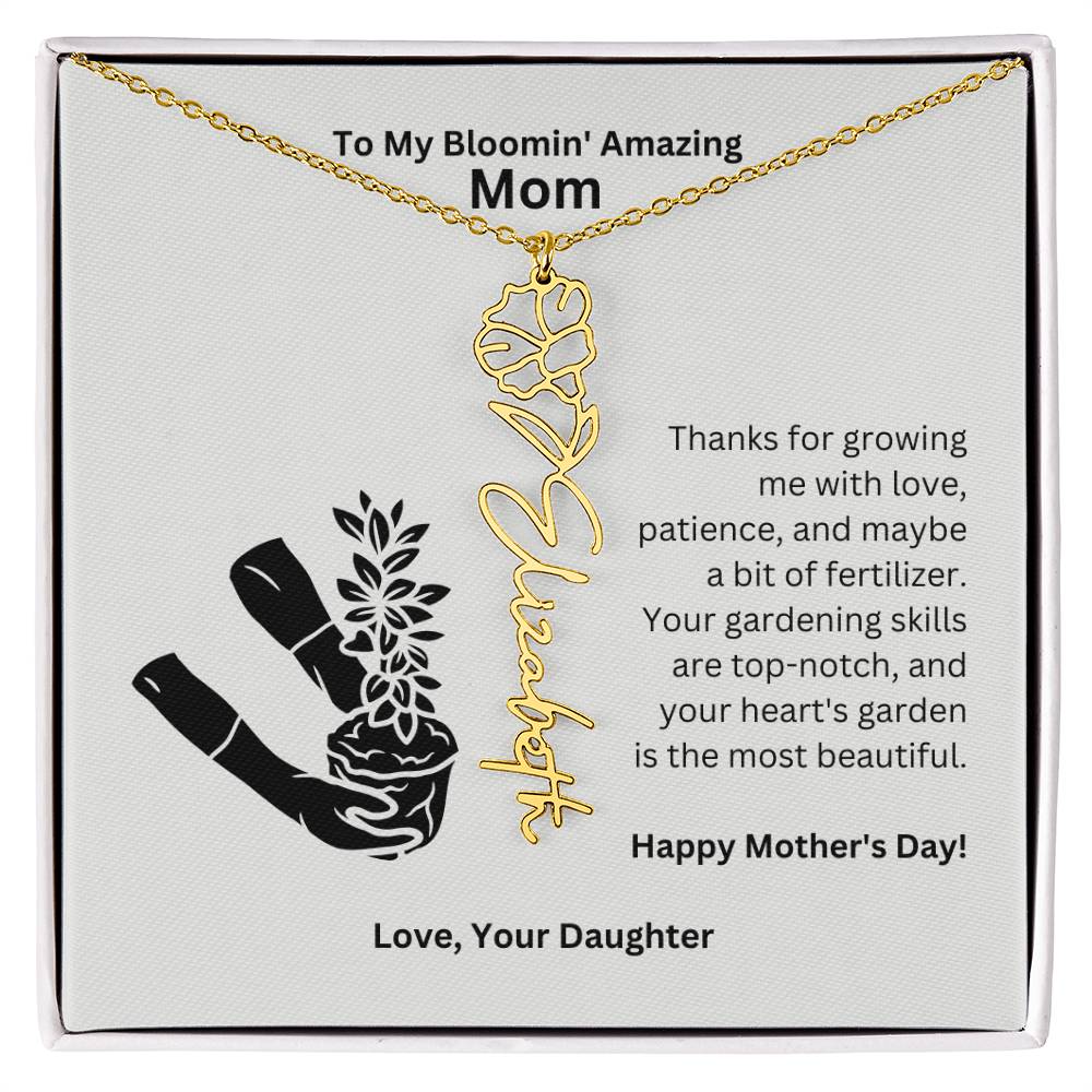 Mom - Growing Me With Love Flower Name Necklace