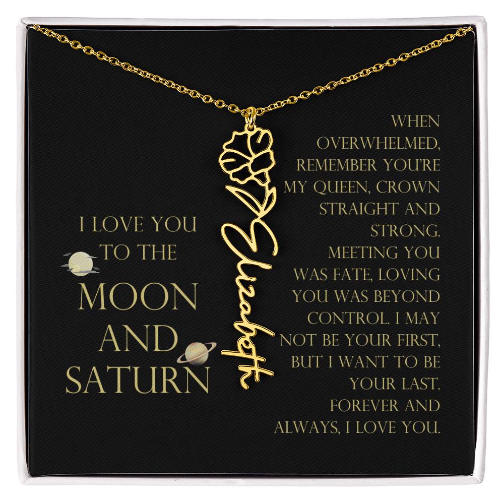 Love You To Moon and Saturn - Be Your Last Flower Name Necklace