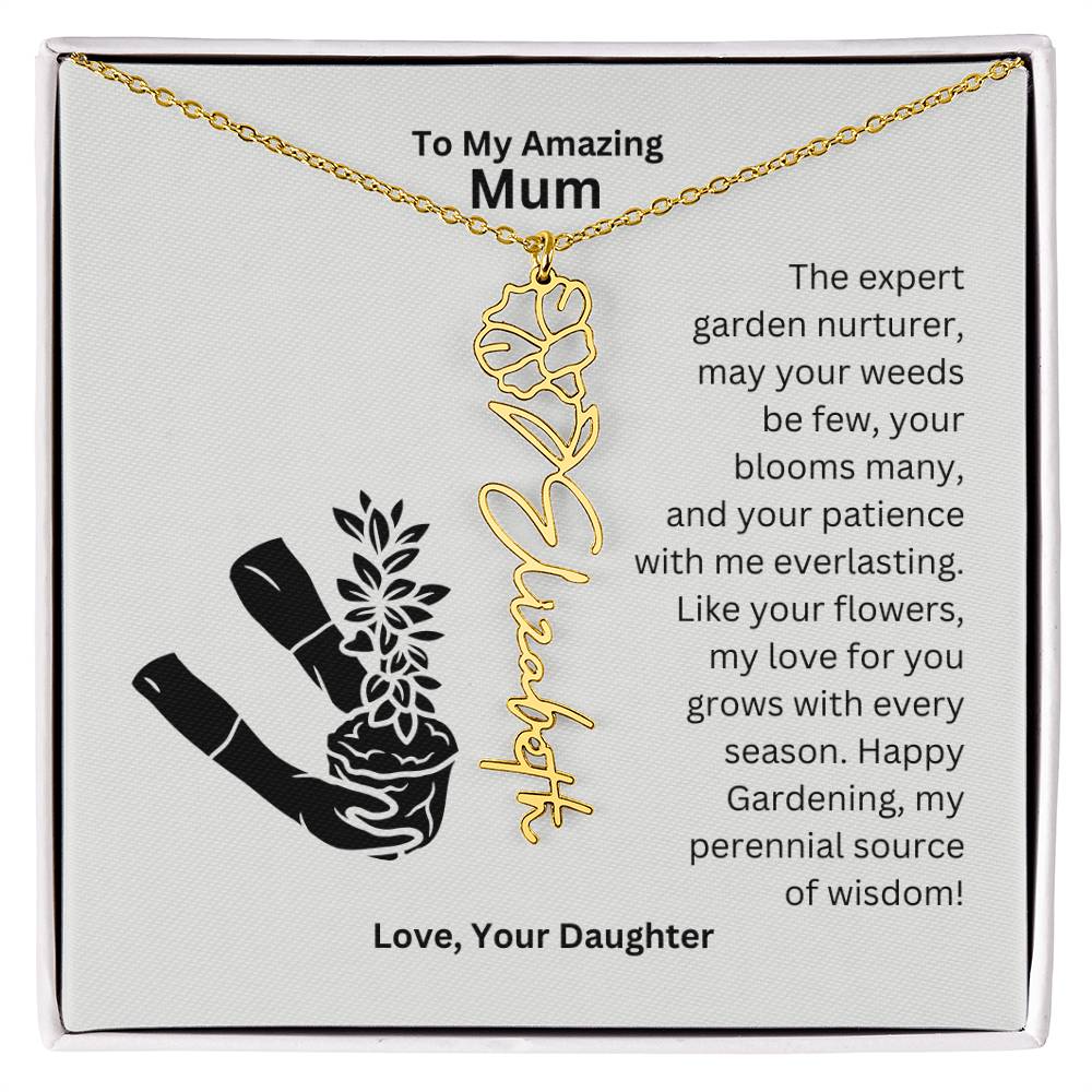 Mum - My love For You Grows With Every Season Flower Name Necklace
