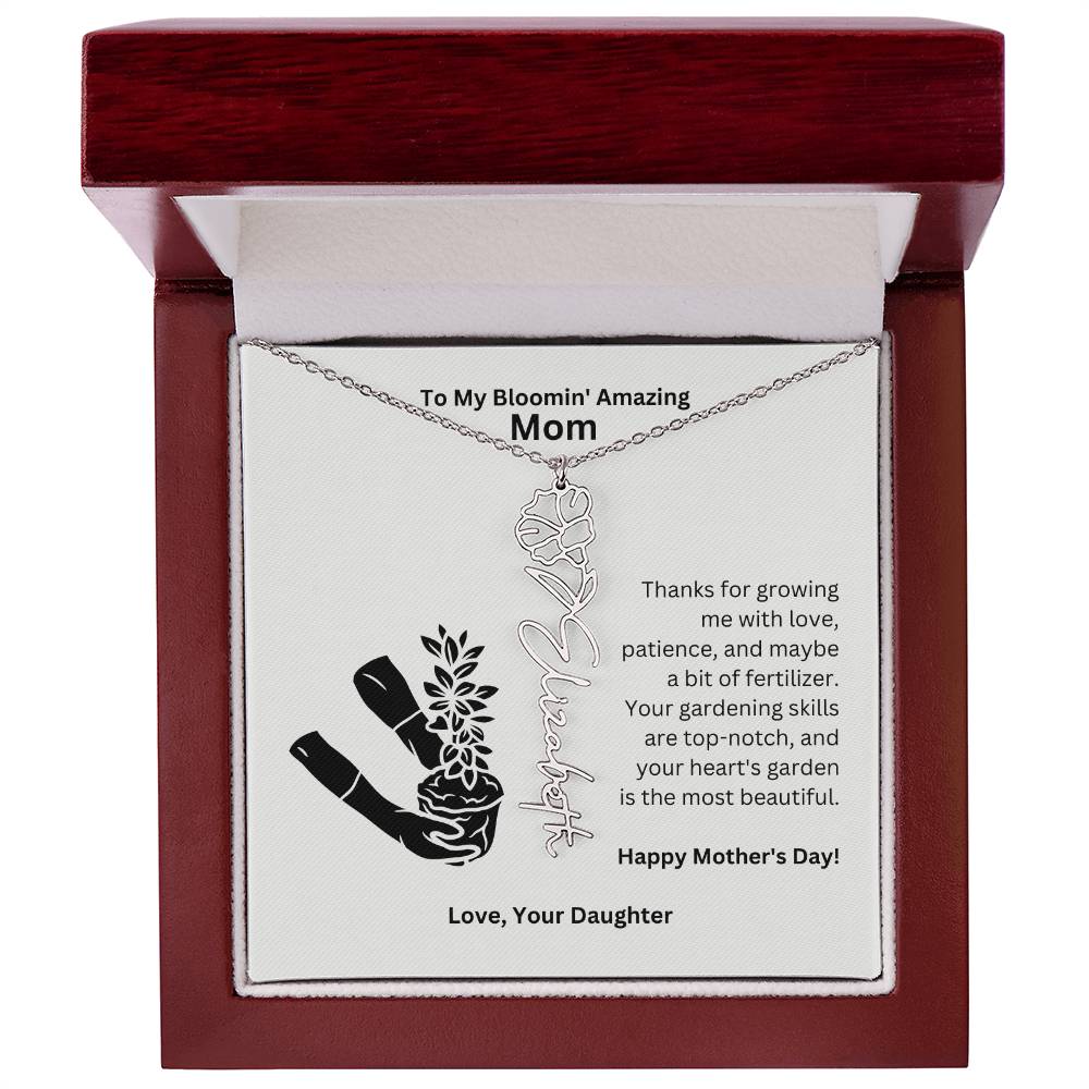 Mom - Growing Me With Love Flower Name Necklace