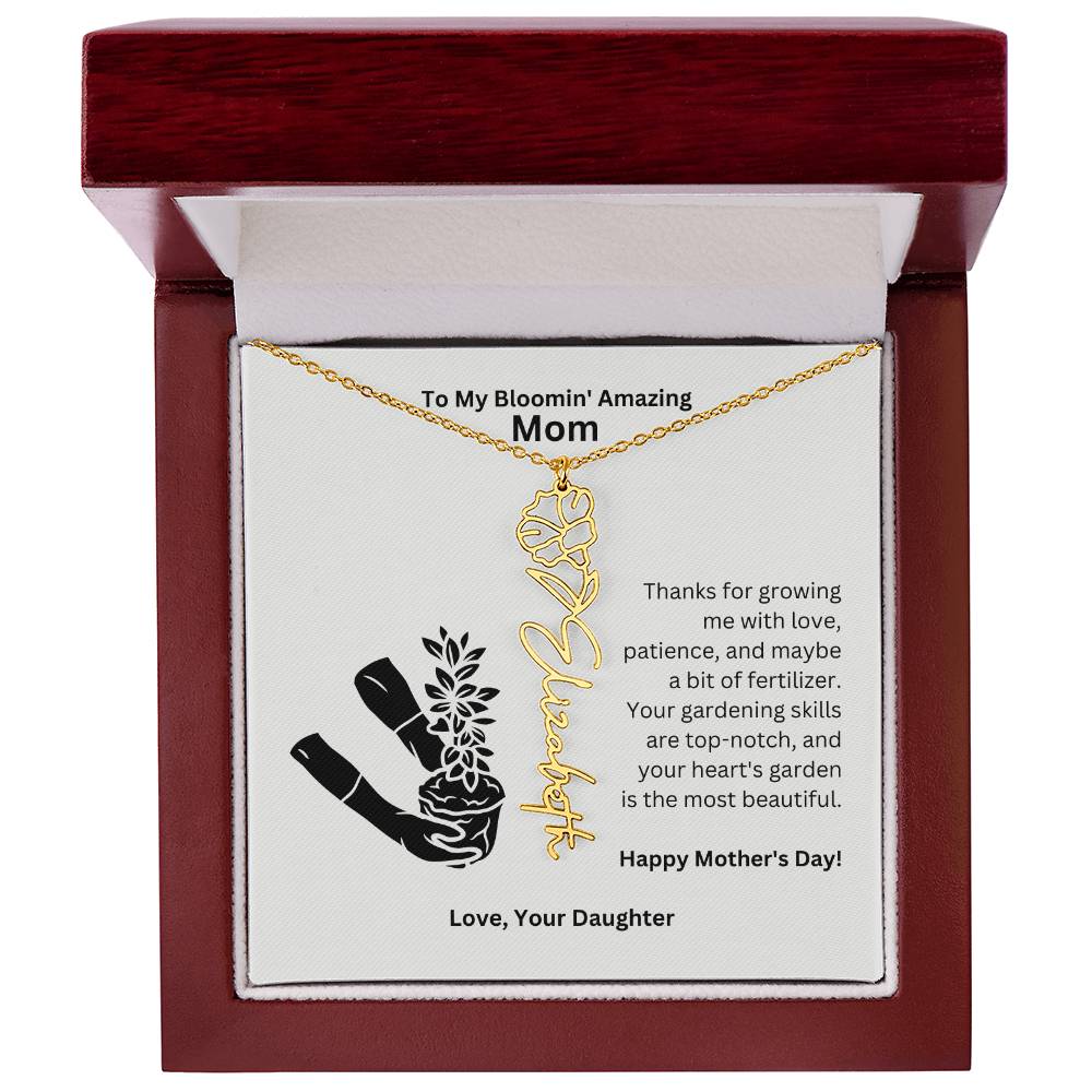 Mom - Growing Me With Love Flower Name Necklace