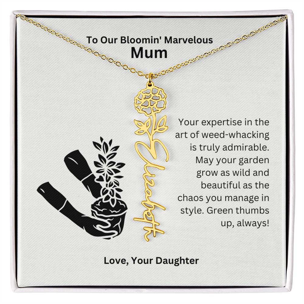 Mum - Garden Grow As Wild Flower Name Necklace