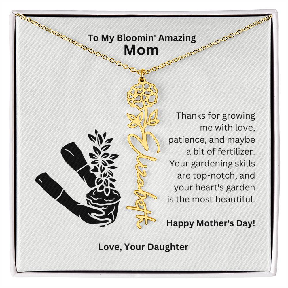 Mom - Growing Me With Love Flower Name Necklace