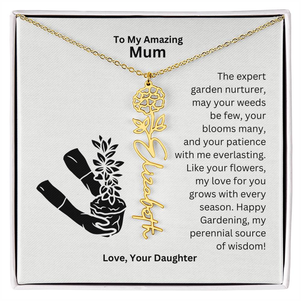 Mum - My love For You Grows With Every Season Flower Name Necklace