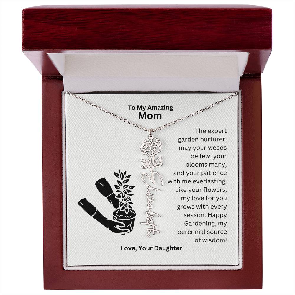 Mom - My love For You Grows With Every Season Flower Name Necklace