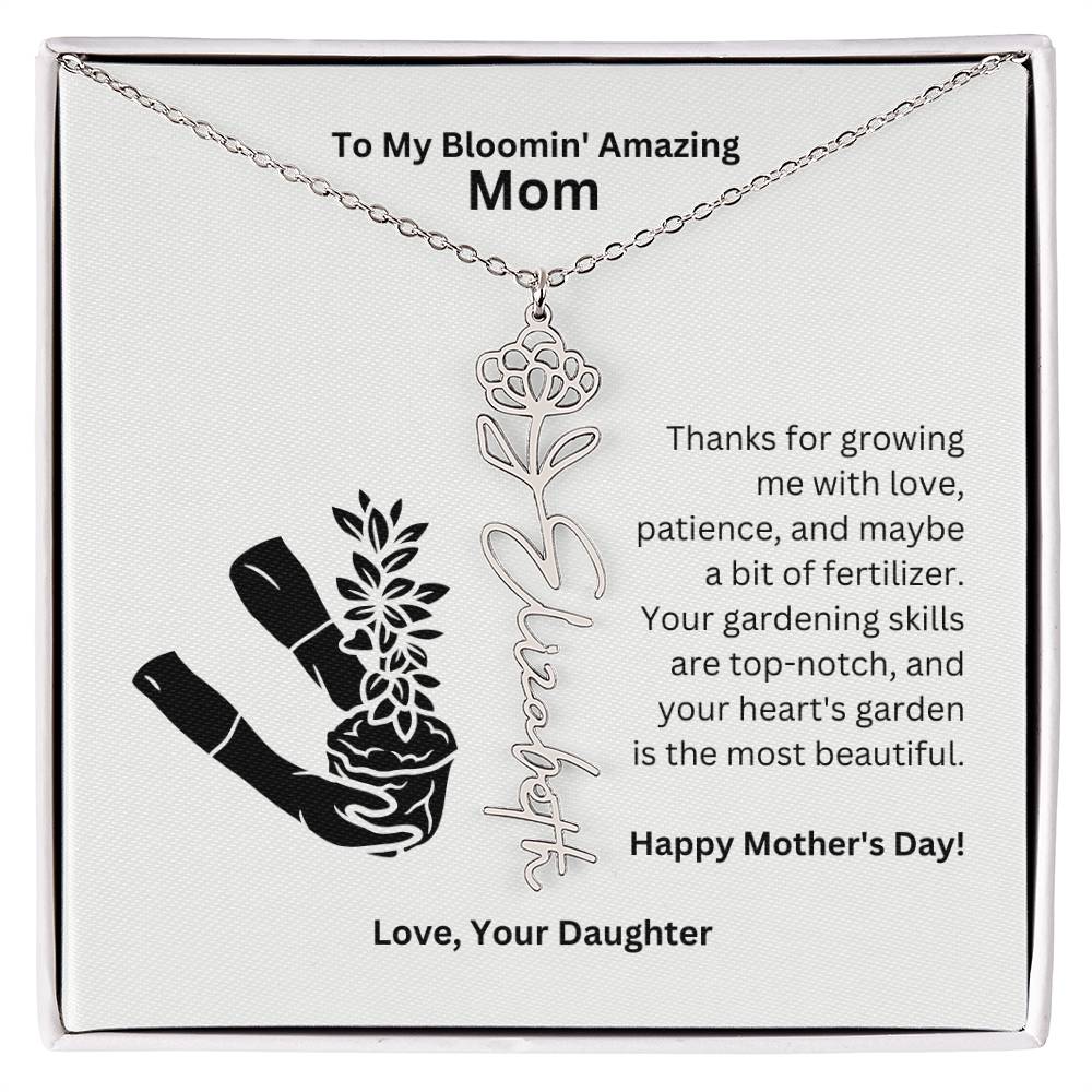 Mom - Growing Me With Love Flower Name Necklace