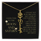 Love You To Moon and Saturn - My Heart Eternally Yours Flower Name Necklace