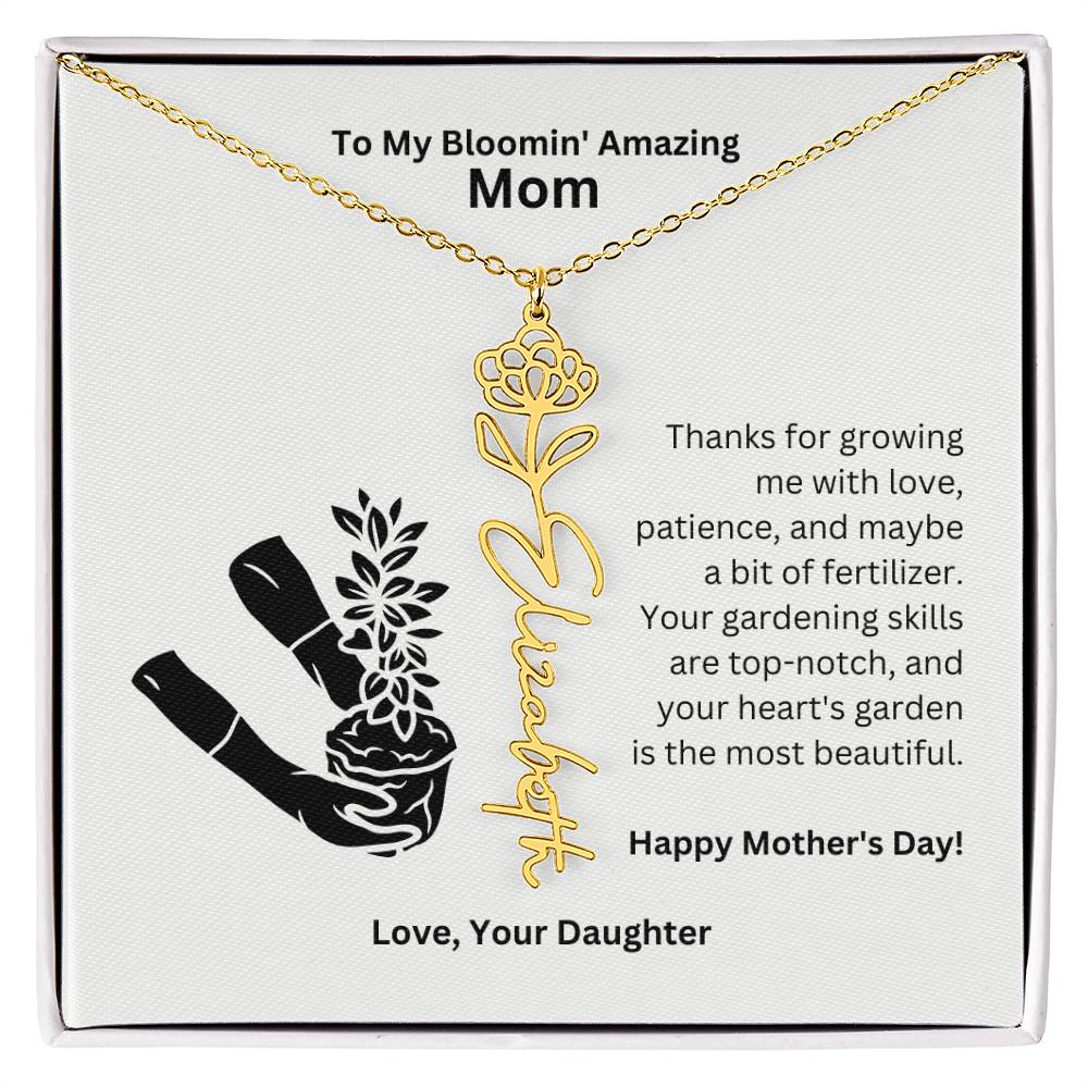 Mom - Growing Me With Love Flower Name Necklace