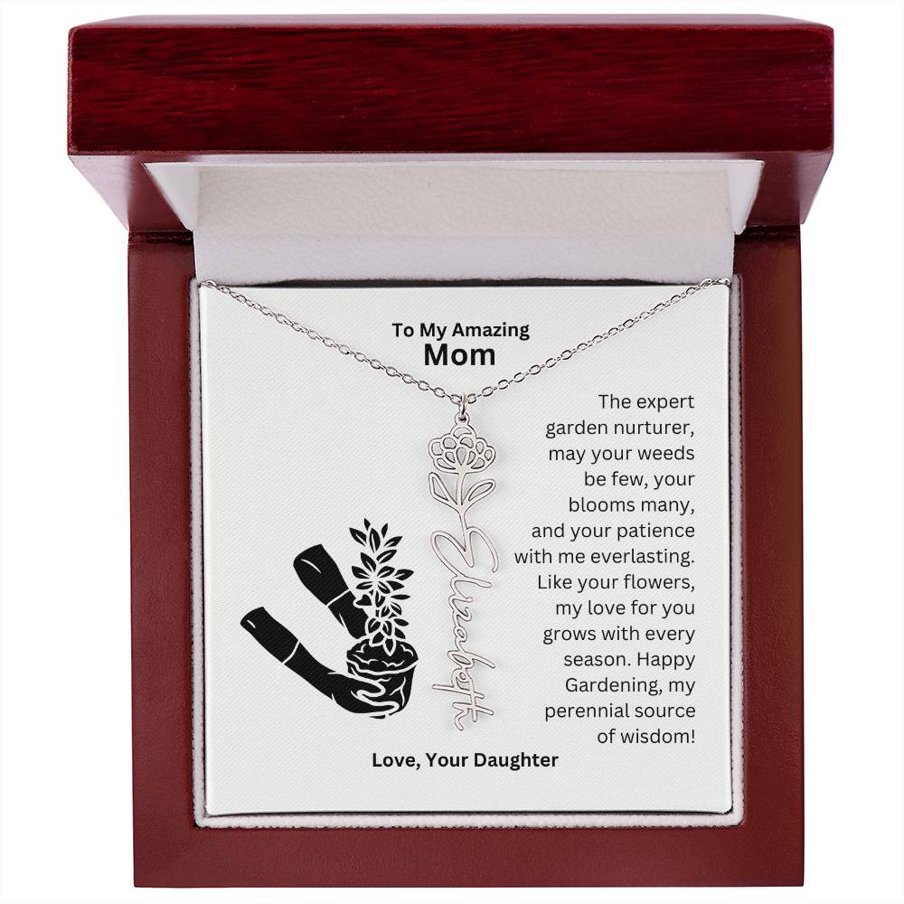 Mom - My love For You Grows With Every Season Flower Name Necklace