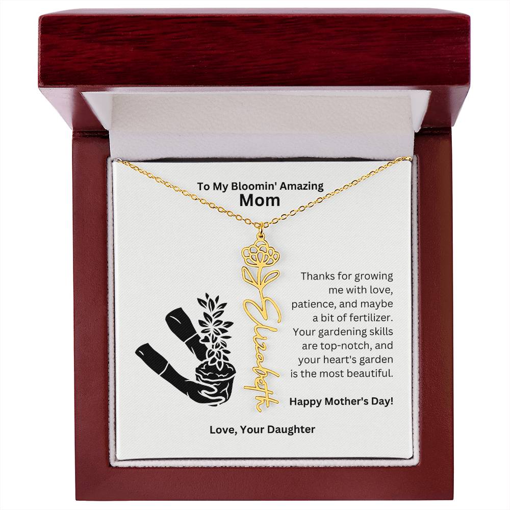 Mom - Growing Me With Love Flower Name Necklace