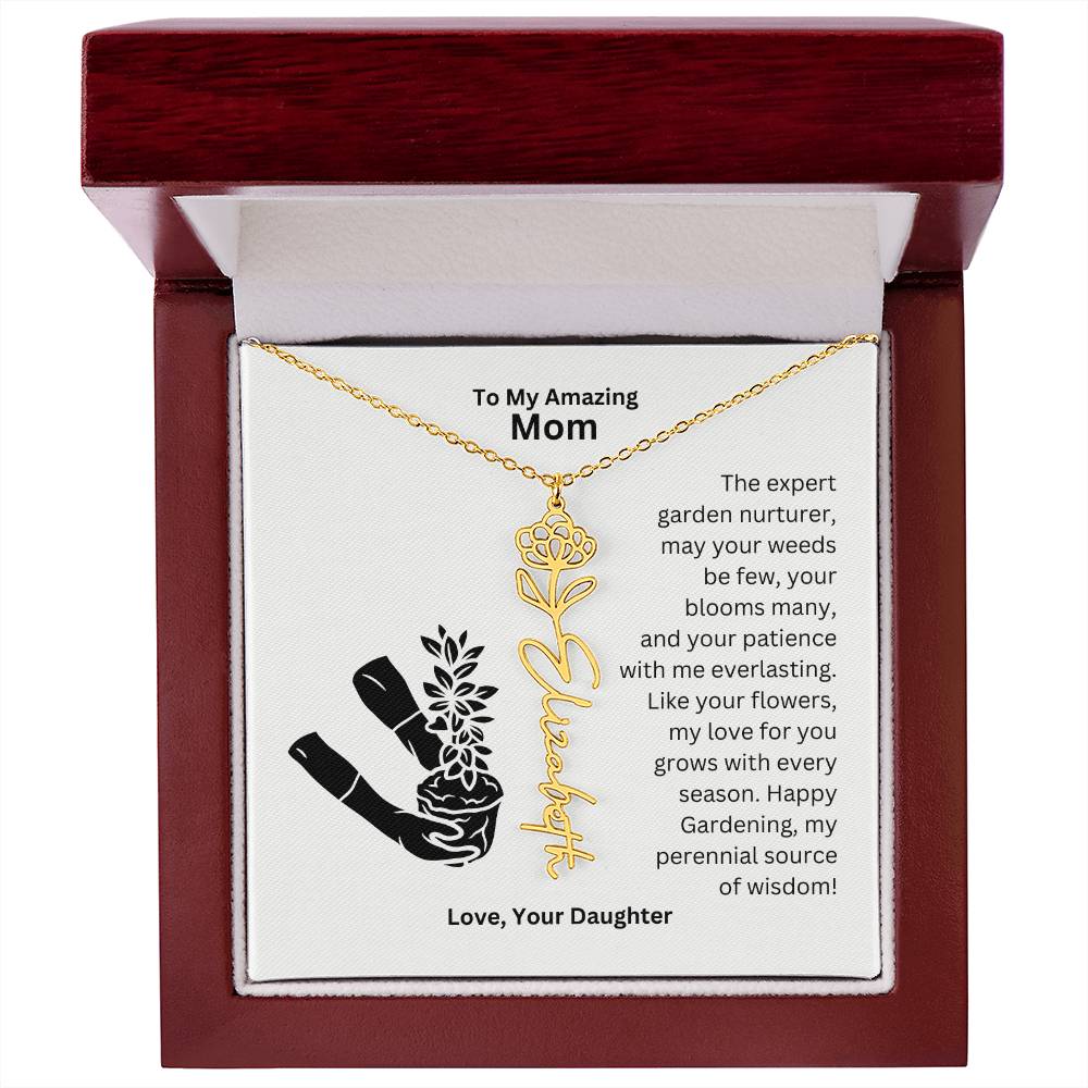 Mom - My love For You Grows With Every Season Flower Name Necklace