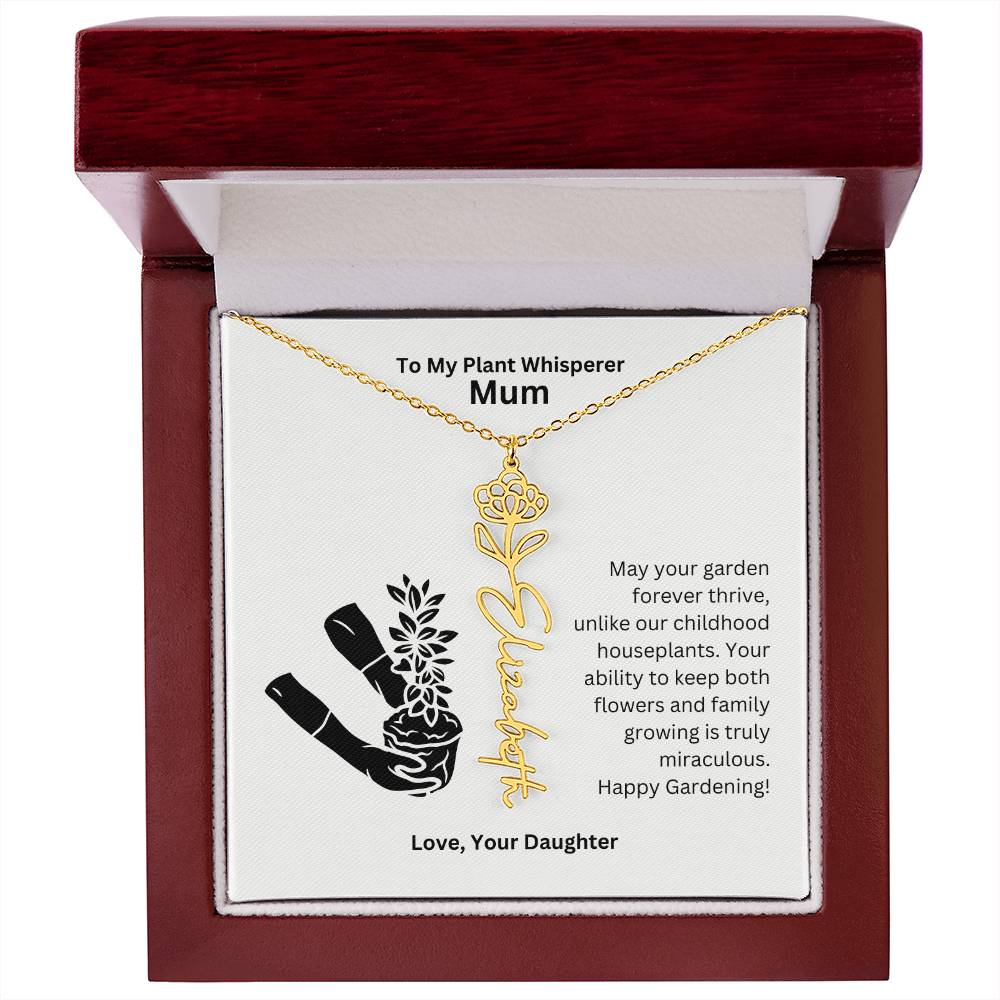 Mum - Keep Both Flowers and Family Growing Flower Name Necklace