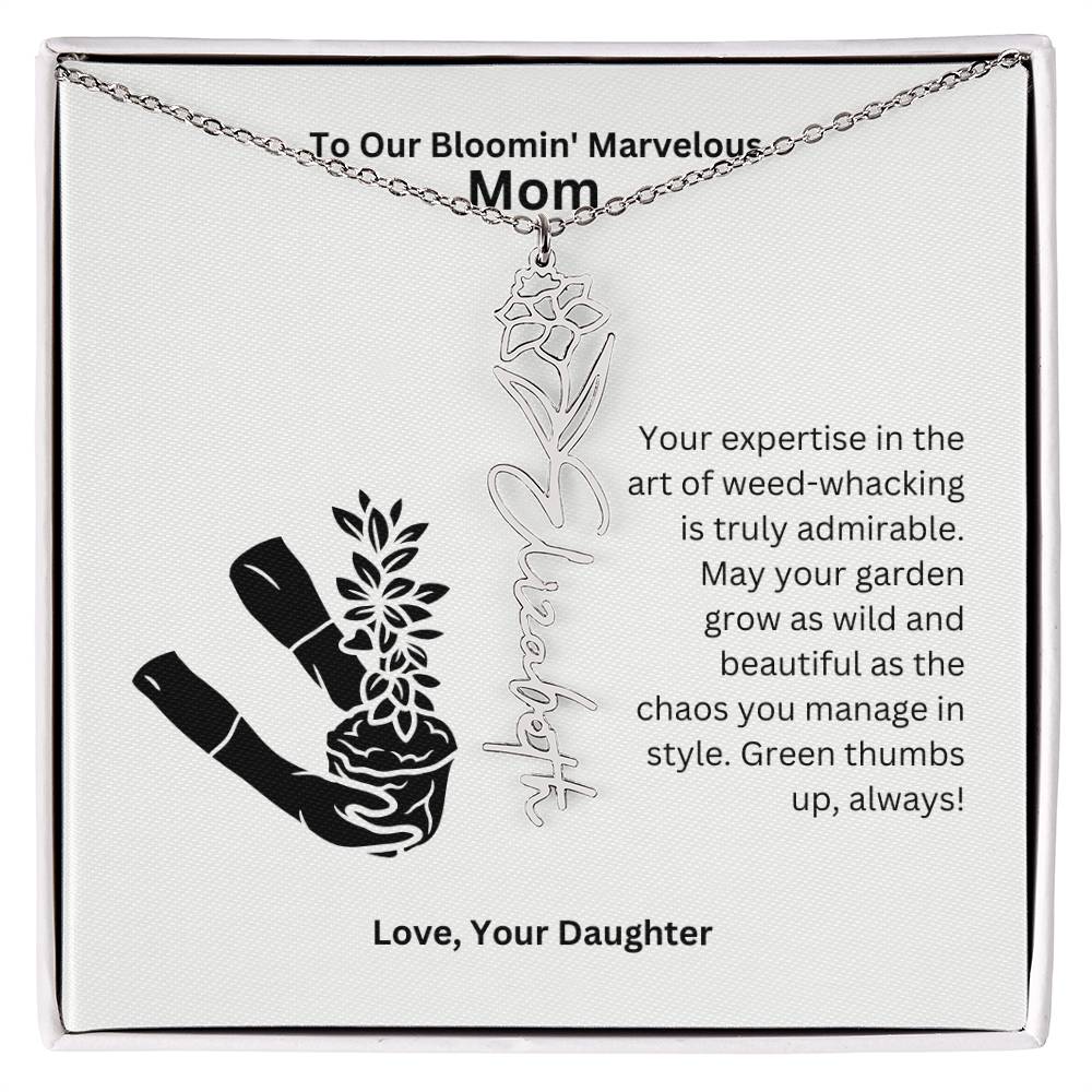 Mom - Garden Grow As Wild Flower Name Necklace