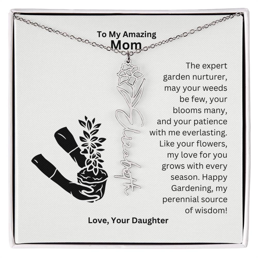 Mom - My love For You Grows With Every Season Flower Name Necklace