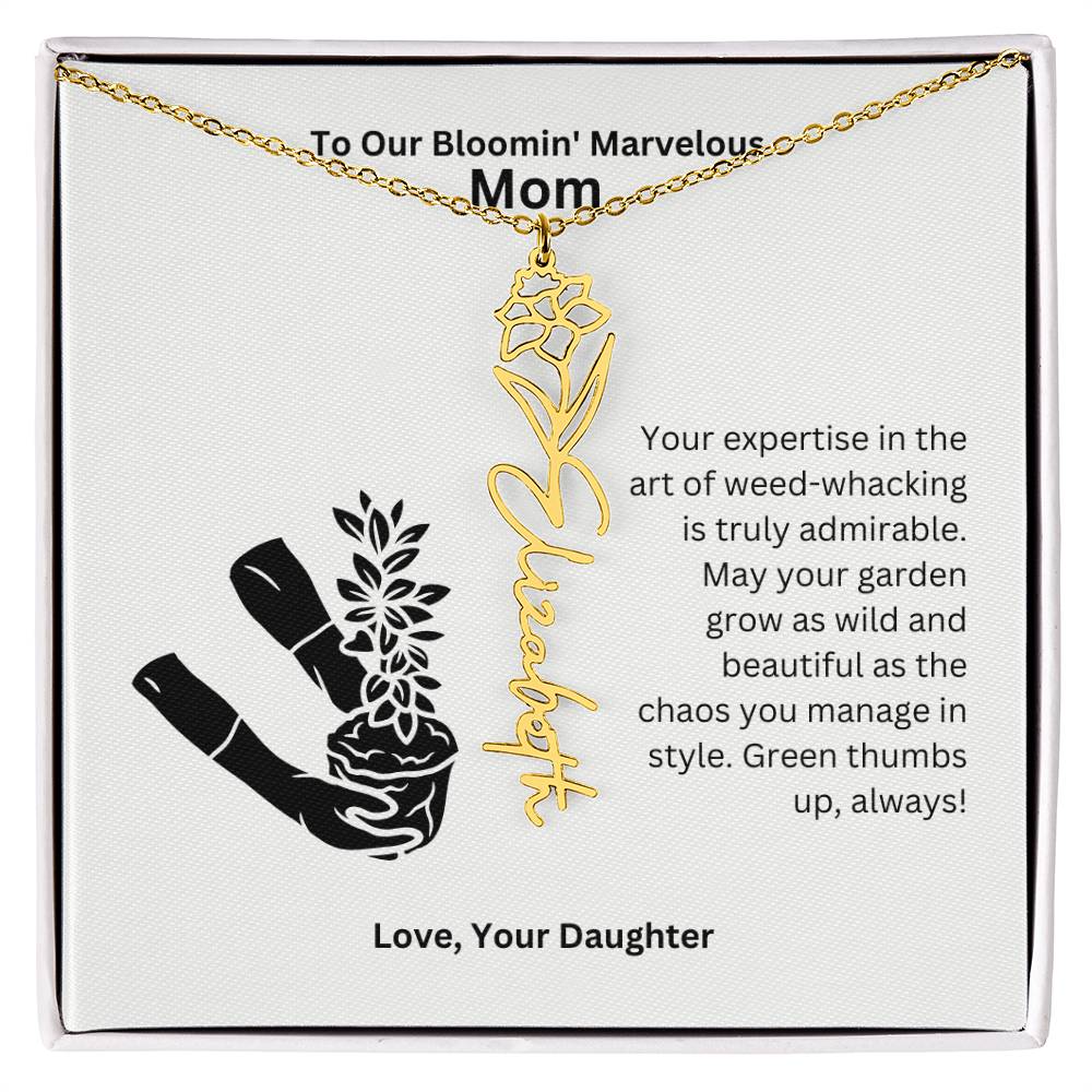 Mom - Garden Grow As Wild Flower Name Necklace