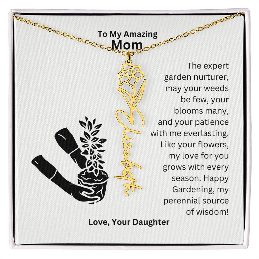 Mom - My love For You Grows With Every Season Flower Name Necklace
