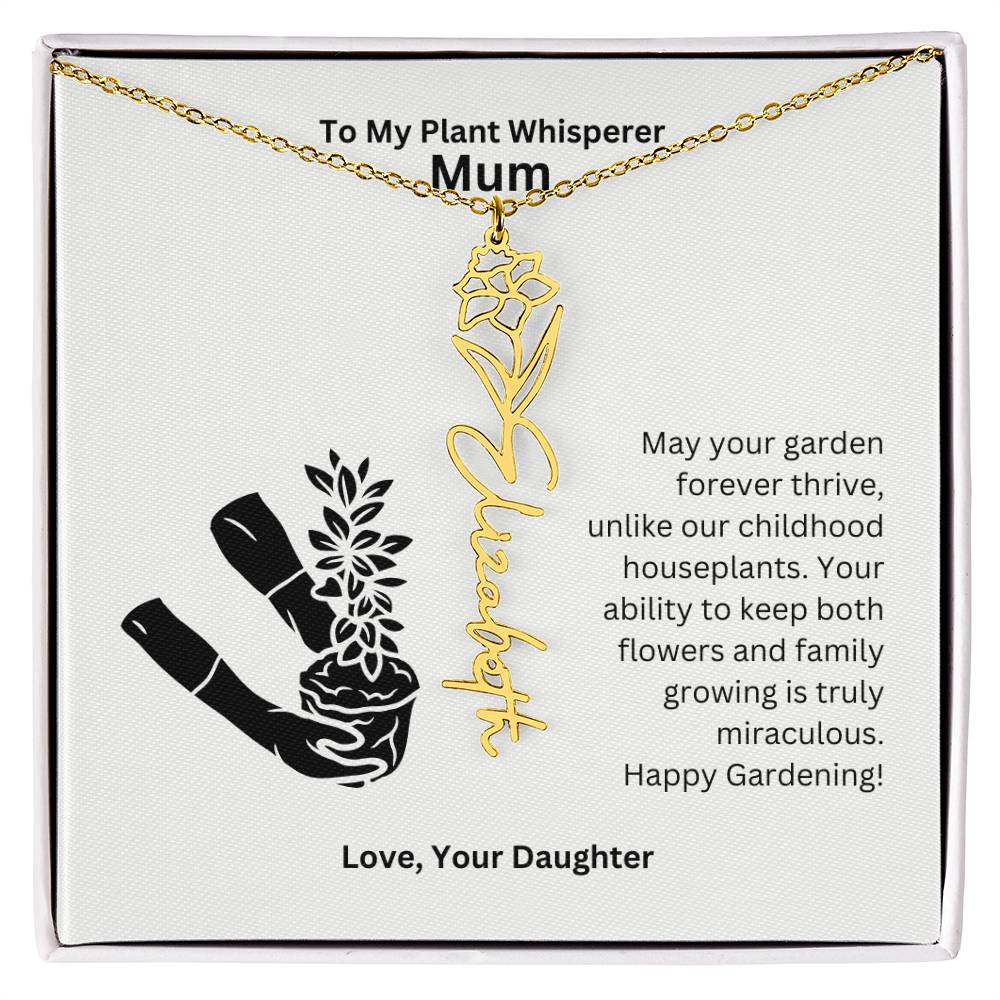 Mum - Keep Both Flowers and Family Growing Flower Name Necklace