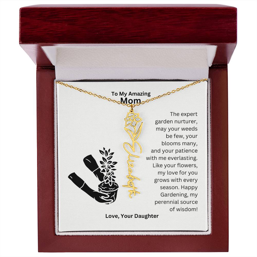 Mom - My love For You Grows With Every Season Flower Name Necklace