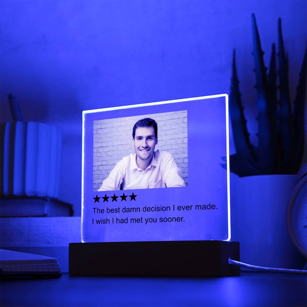 5 Stars Review White Man  Square Acrylic Plaque