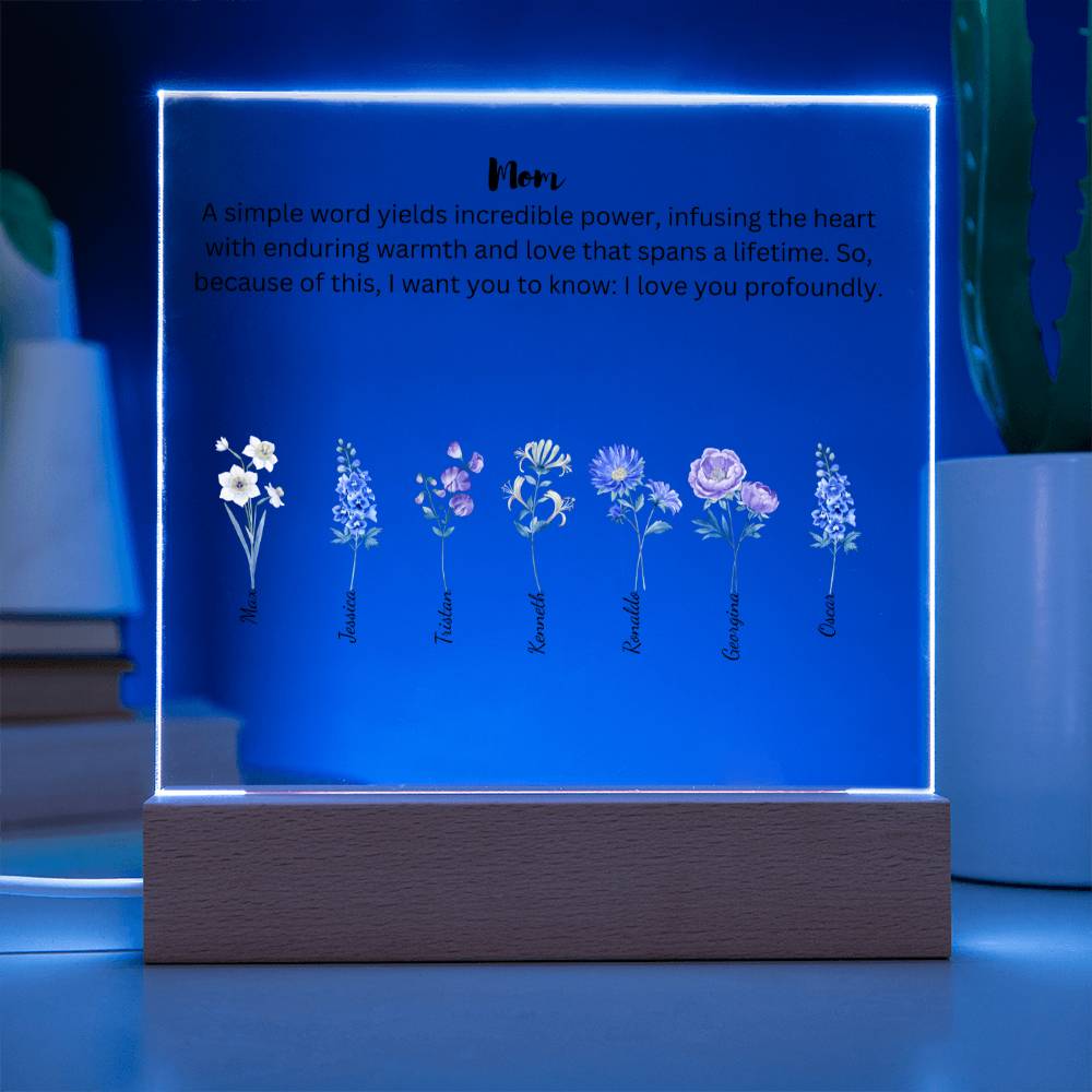 Mom Simple Words Yields Incredible Power 7 Names Acrylic Square