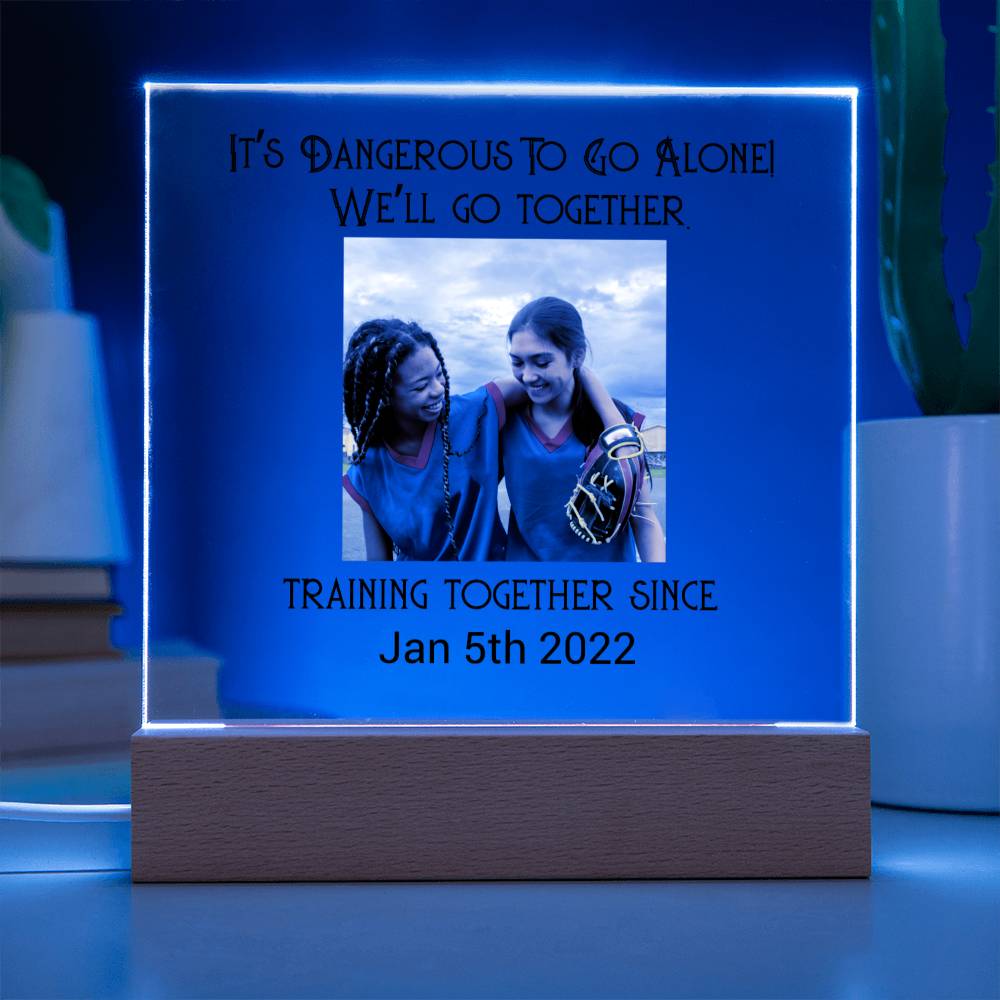 Best Friends Playing Baseball Training Acrylic Square