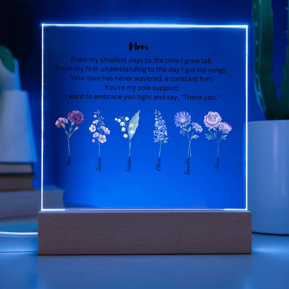 Mom Embrace You Tight 6 Names Acrylic Square