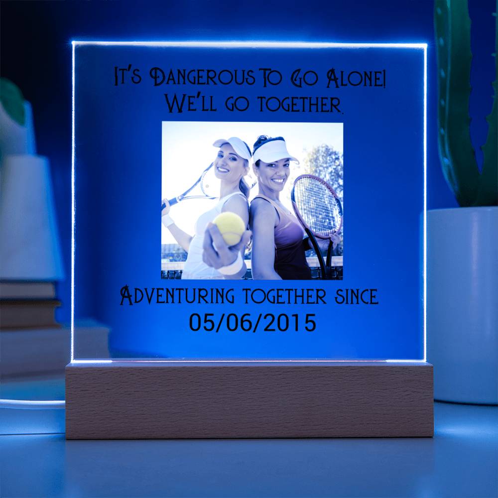 Best Friends Playing Tennis Adventuring  Acrylic Square