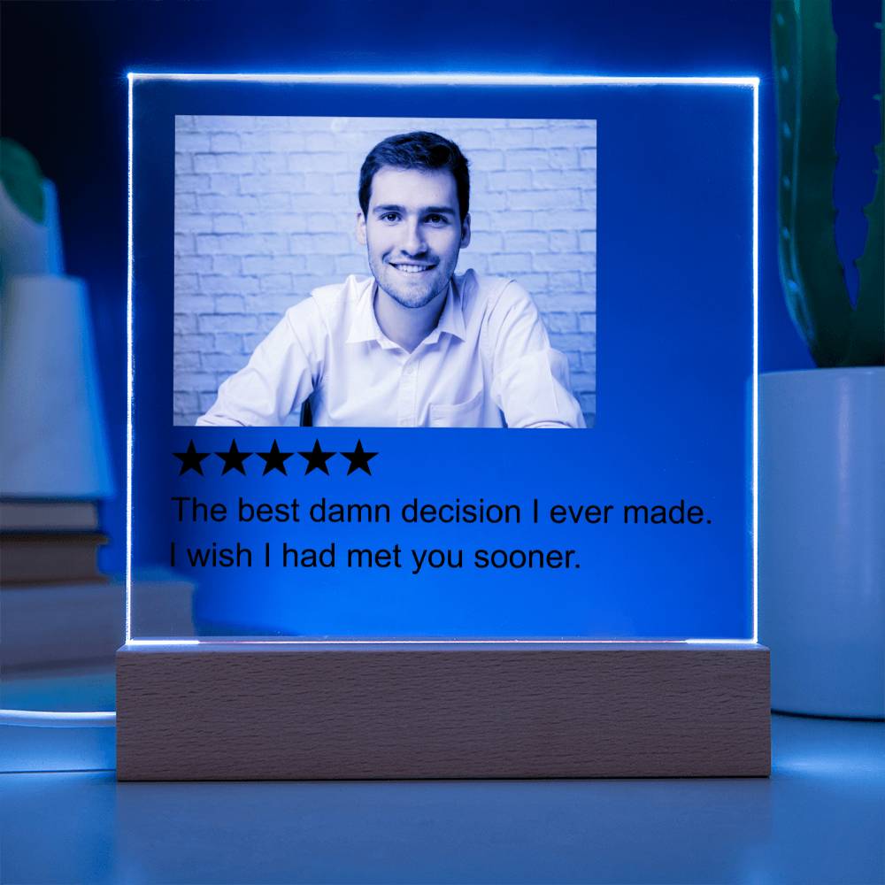 5 Stars Review White Man  Square Acrylic Plaque