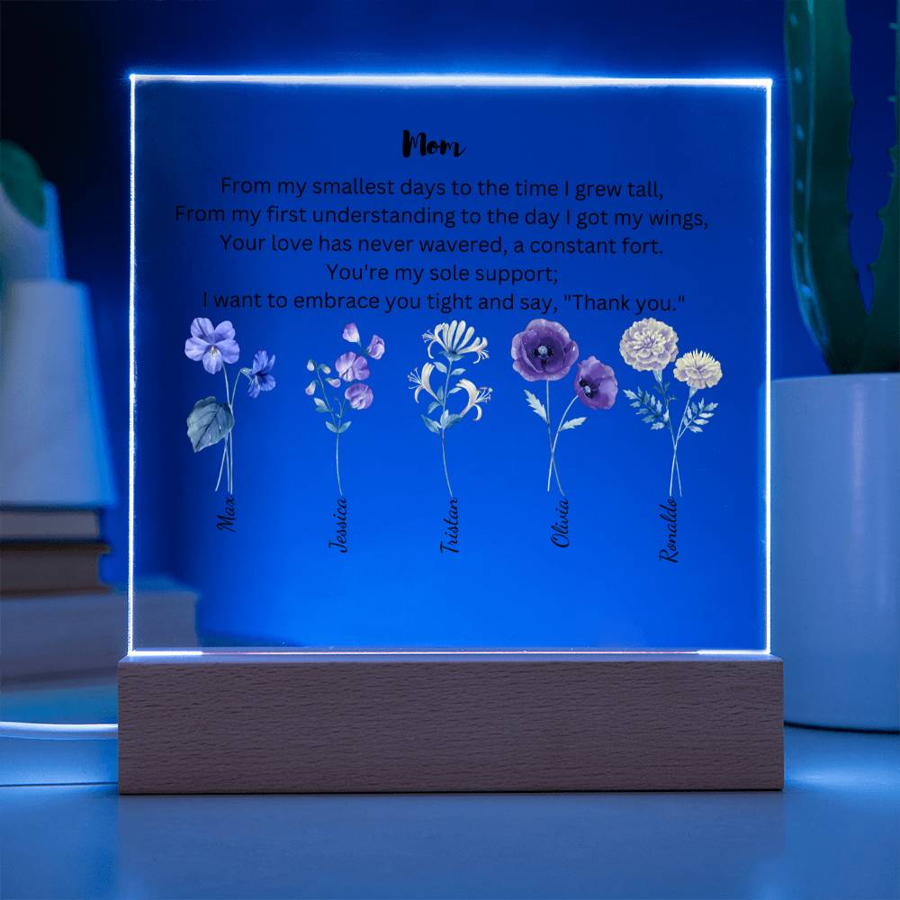 Mom Embrace You Tight 5 Names Acrylic Square