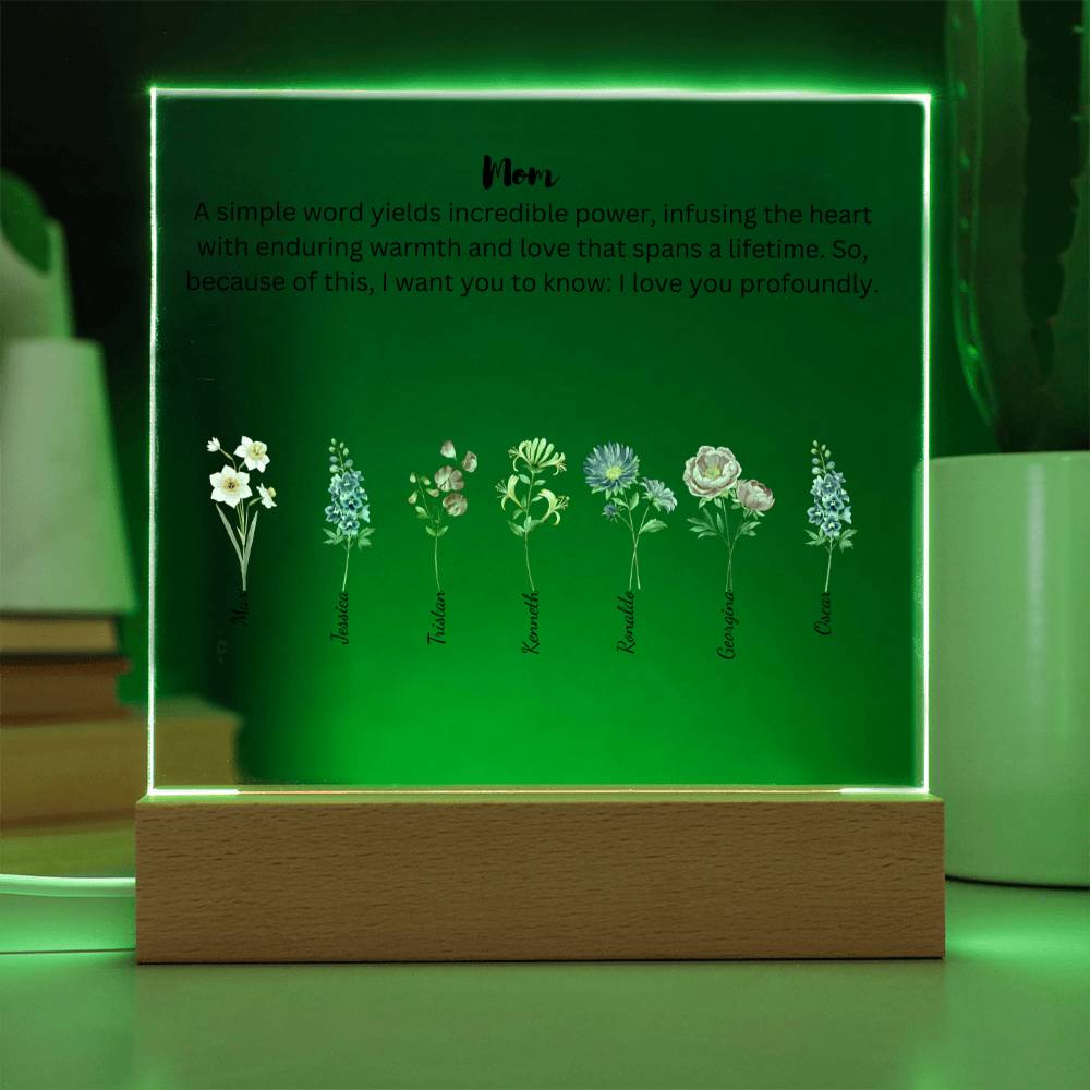 Mom Simple Words Yields Incredible Power 7 Names Acrylic Square