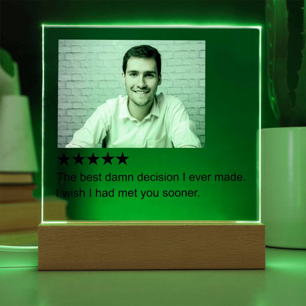 5 Stars Review White Man  Square Acrylic Plaque