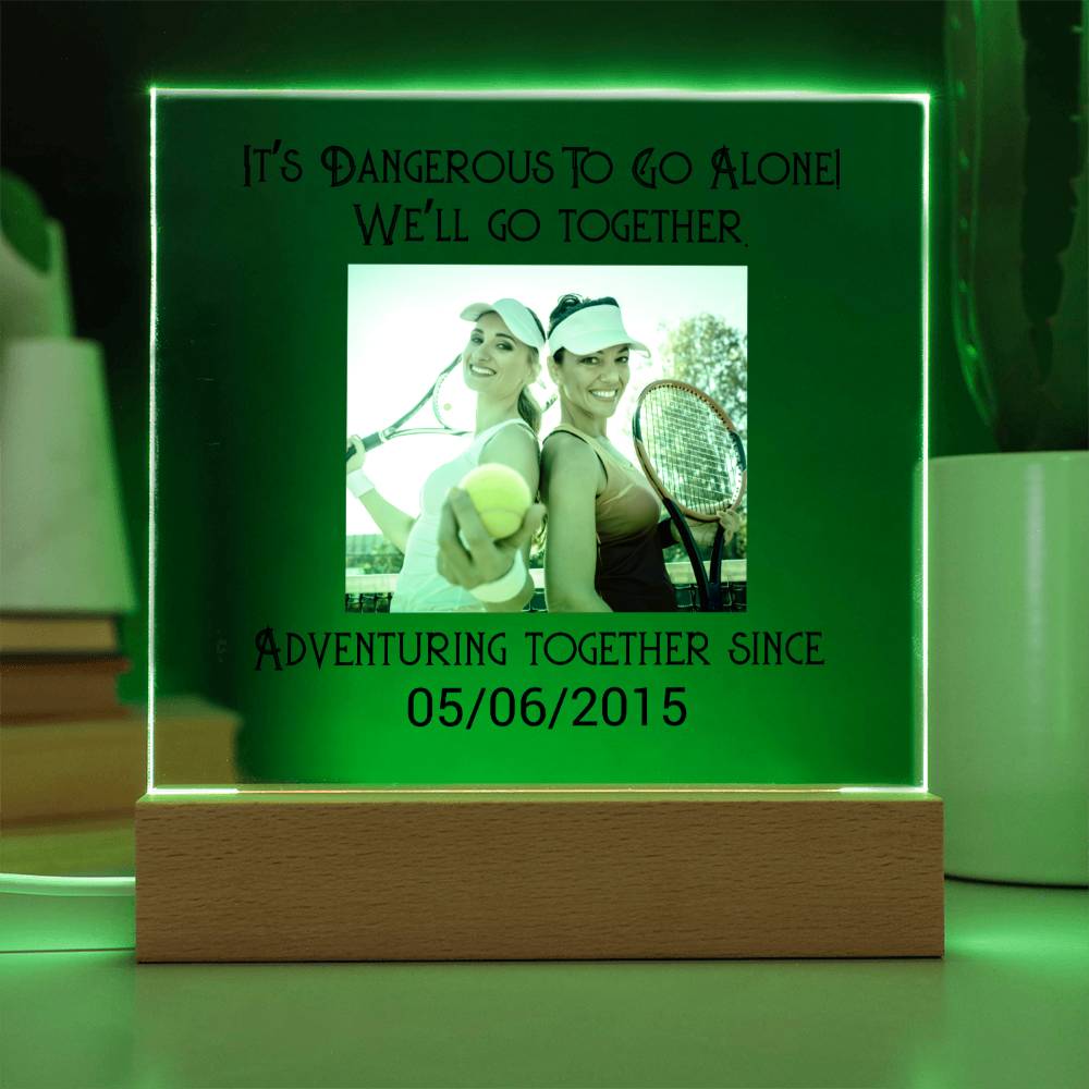 Best Friends Playing Tennis Adventuring  Acrylic Square
