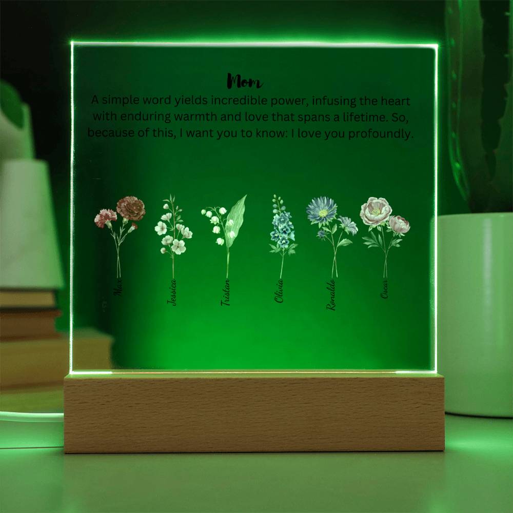 Mom Simple Words Yields Incredible Power 6 Names Acrylic Square