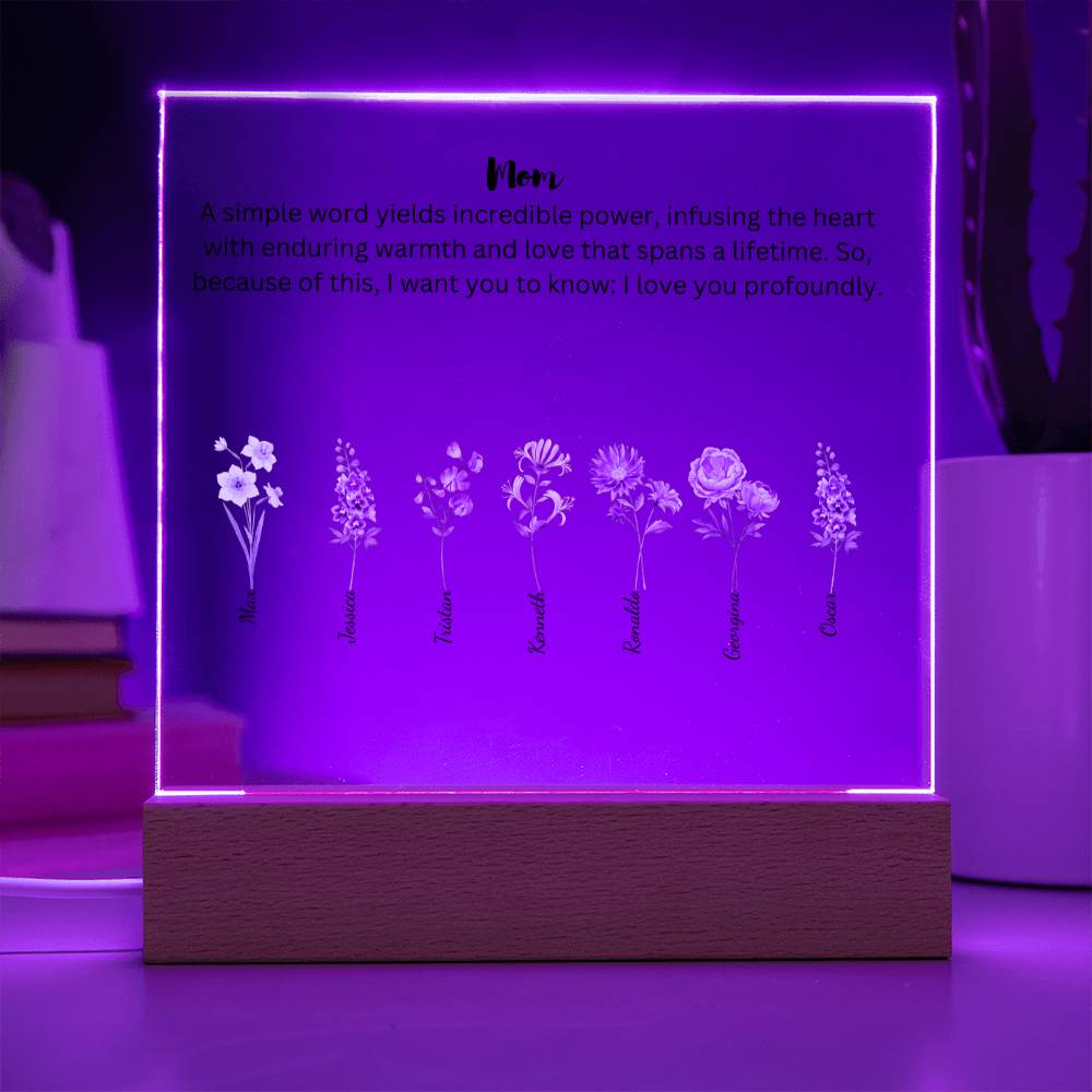 Mom Simple Words Yields Incredible Power 7 Names Acrylic Square