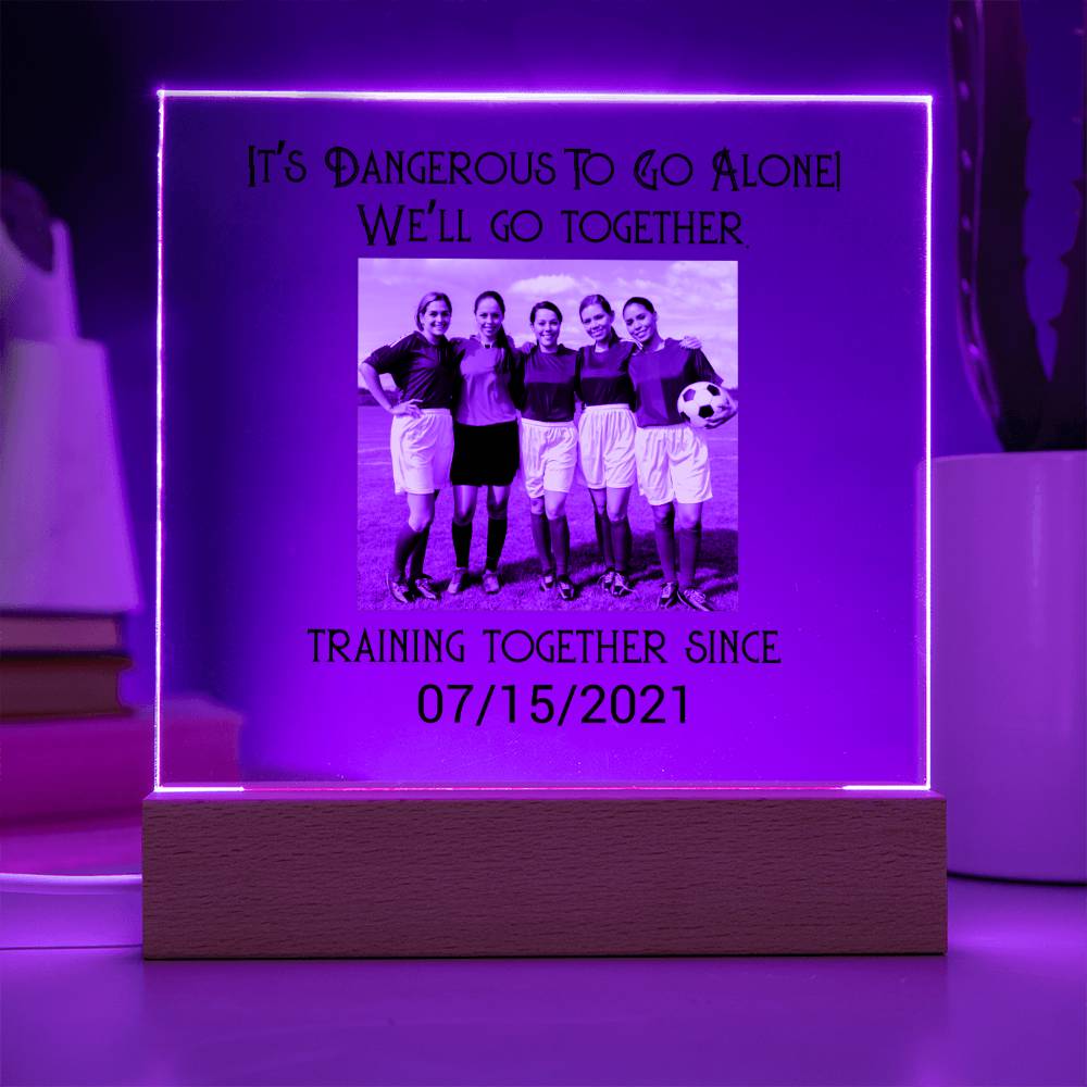 Best Friends Female Football Training Acrylic Square
