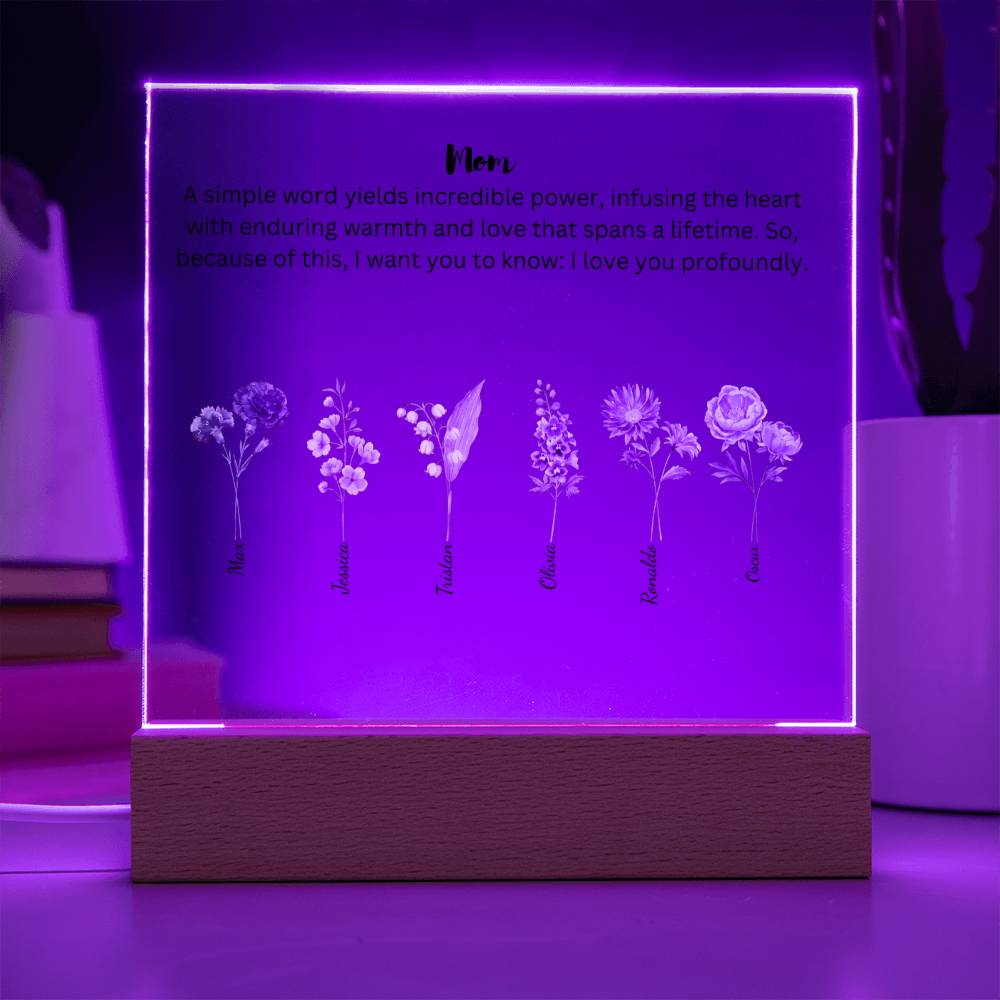 Mom Simple Words Yields Incredible Power 6 Names Acrylic Square