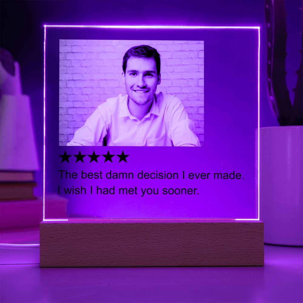 5 Stars Review White Man  Square Acrylic Plaque