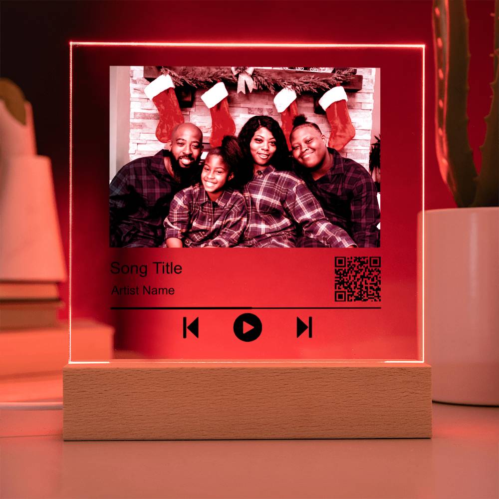 Black Christmas Family No Name Square Acrylic Plaque