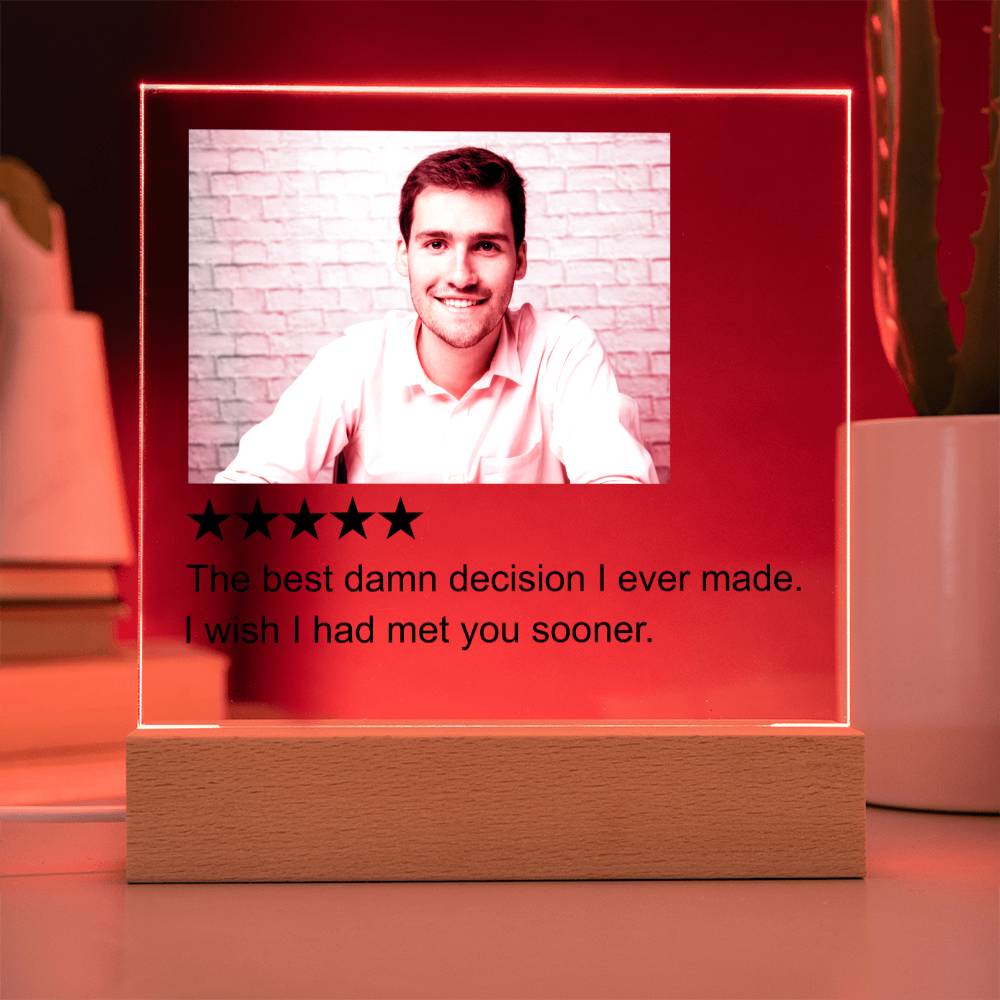 5 Stars Review White Man  Square Acrylic Plaque