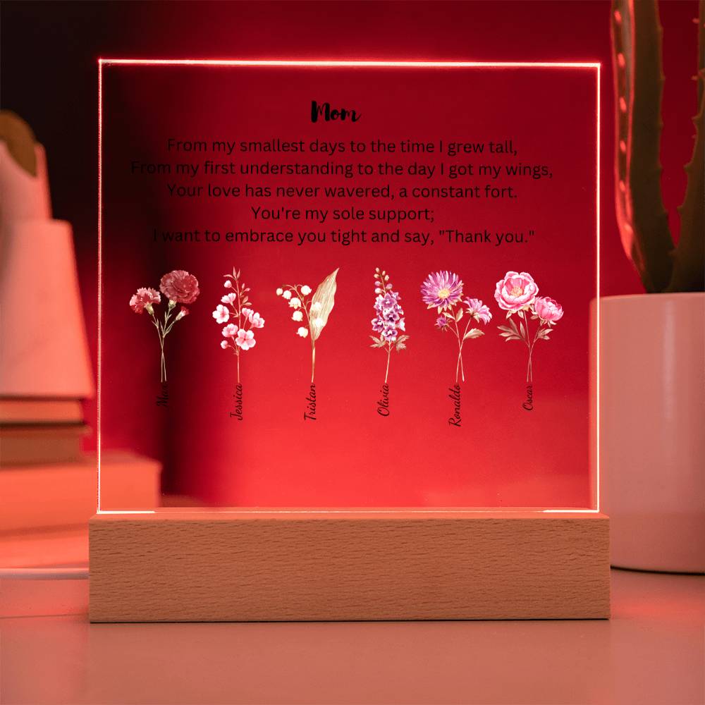 Mom Embrace You Tight 6 Names Acrylic Square
