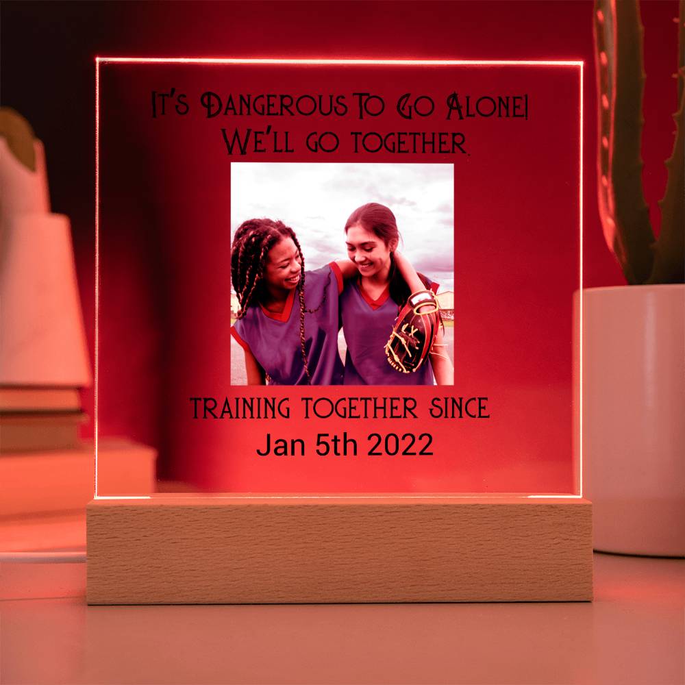 Best Friends Playing Baseball Training Acrylic Square